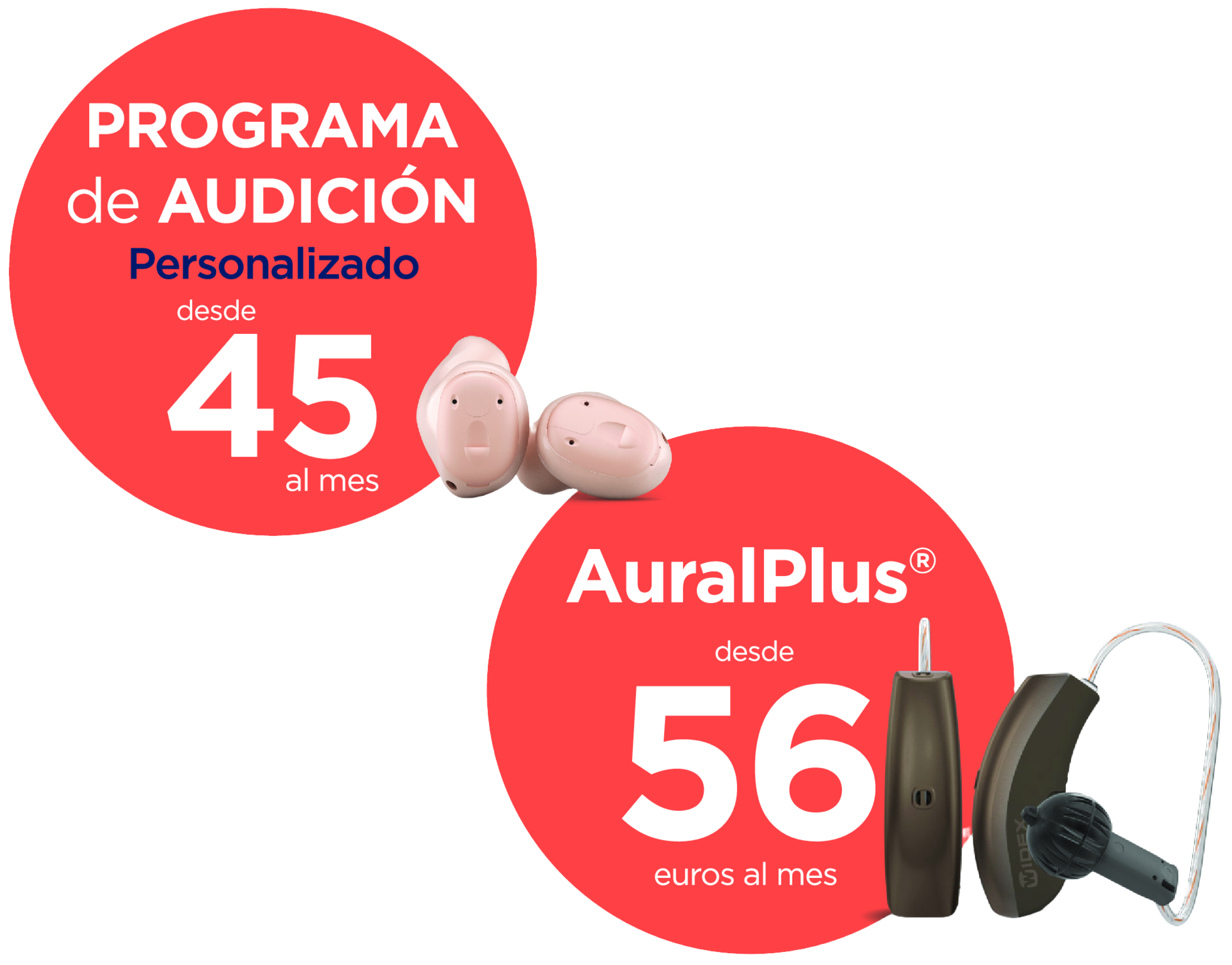 Desde 45 años, precio de los audífonos Aural